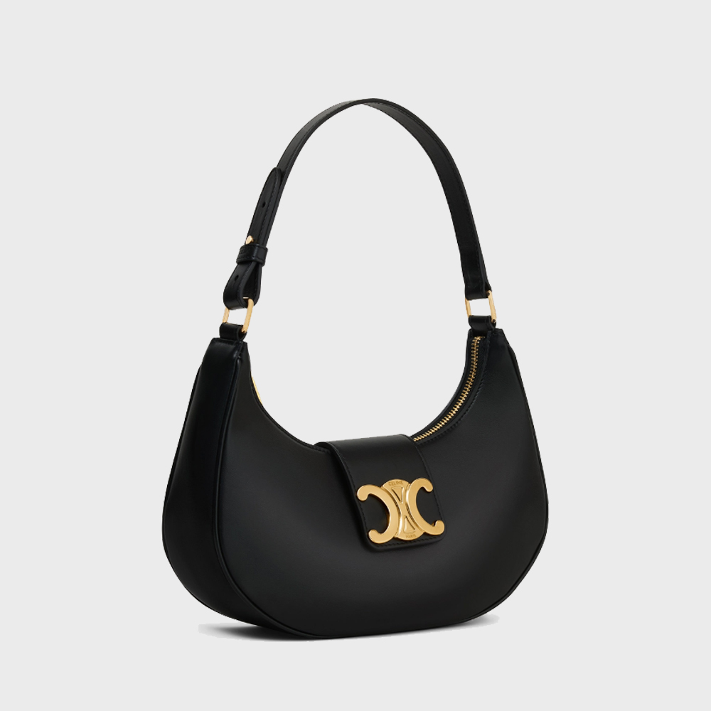 Celine Medium Ava Triomphe  Handbag in Smooth Calfskin Black