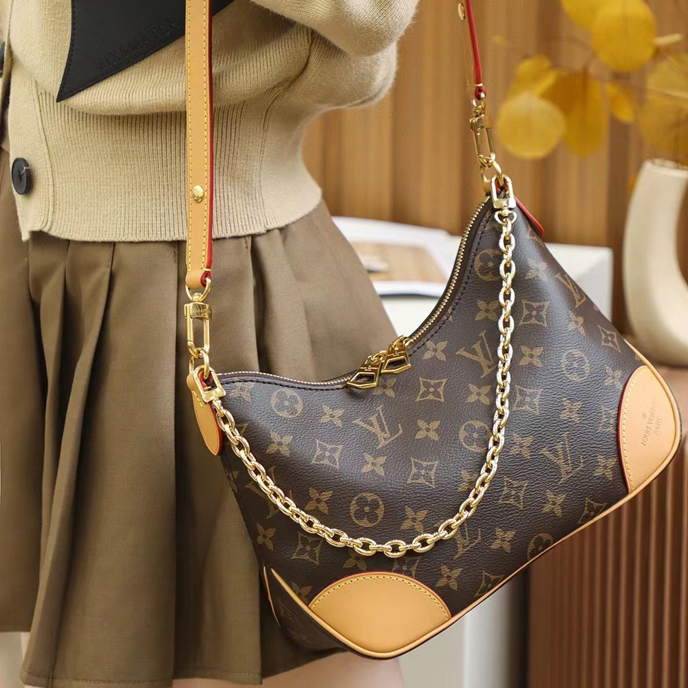 LV Boulogne Women Shoulder Bag Monogram Coated Canvas