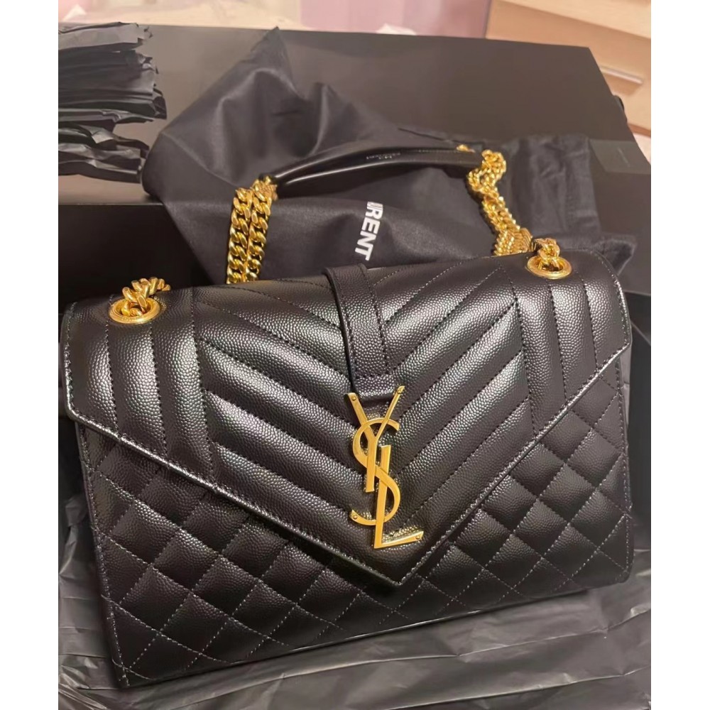 YSL Envelope Medium Black Gold  Shoulderbag