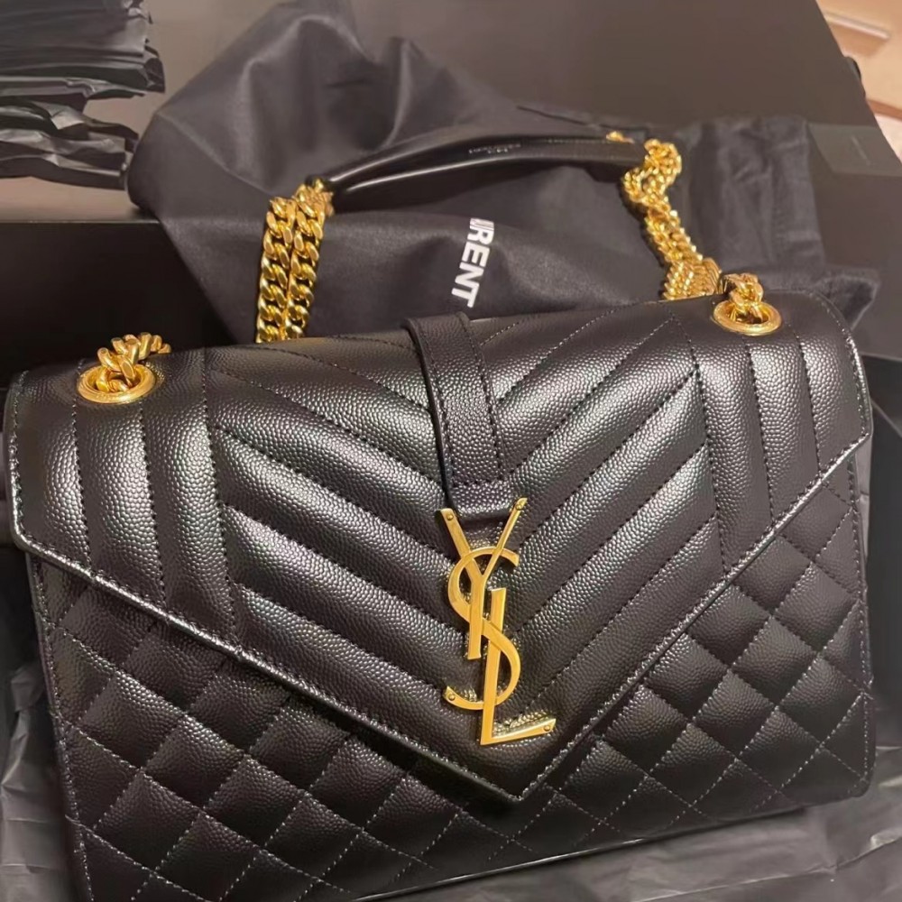 YSL Envelope Medium Black Gold  Shoulderbag