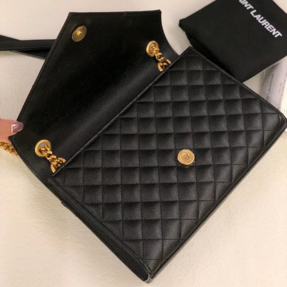 YSL Envelope Medium Black Gold  Shoulderbag